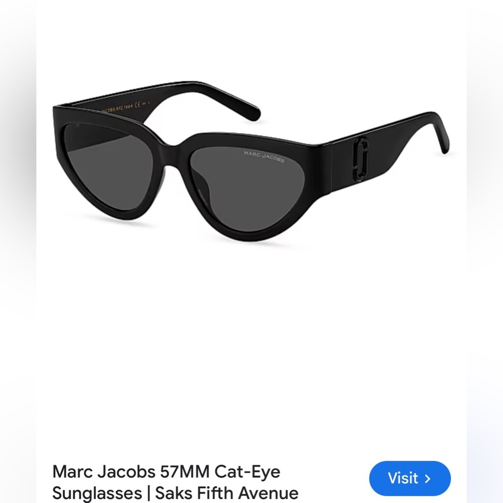 New Marc Jacobs Black Cat-Eye Sunglasses